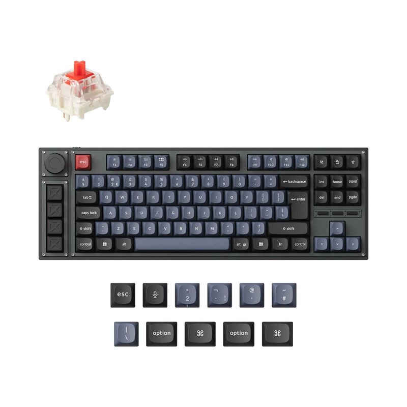 Lemokey L3 QMK/VIA Wireless Custom Mechanical Keyboard ISO Layout Collection - Type:Fully Assembled Knob Carbon Black - Layout Version:UK-ISO - Switches:Gateron Jupiter Red