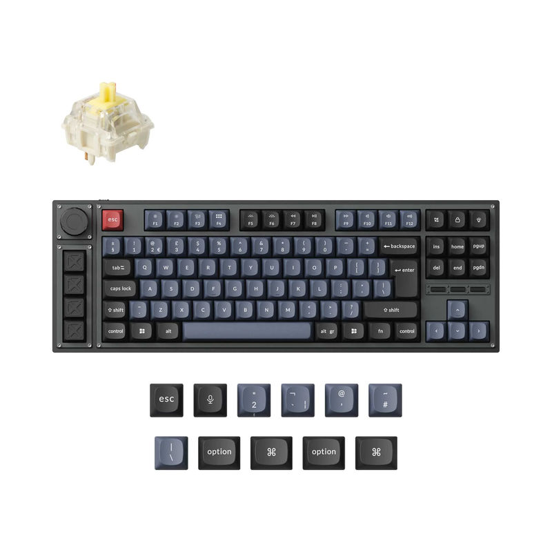 Lemokey L3 QMK/VIA Wireless Custom Mechanical Keyboard ISO Layout Collection - Type:Fully Assembled Knob Carbon Black - Layout Version:UK-ISO - Switches:Gateron Jupiter Banana