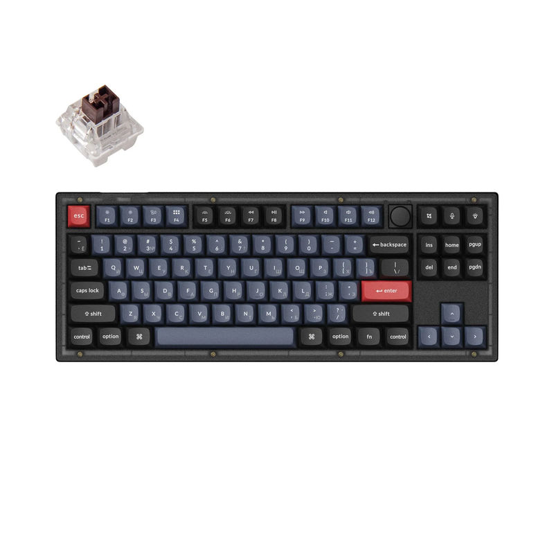 Keychron V3 QMK Custom Mechanical Keyboard Russian Layout - Type:Fully Assembled Knob (Frosted Black) - Layout Version:Russian-ANSI - Switches:Keychron K Pro Brown