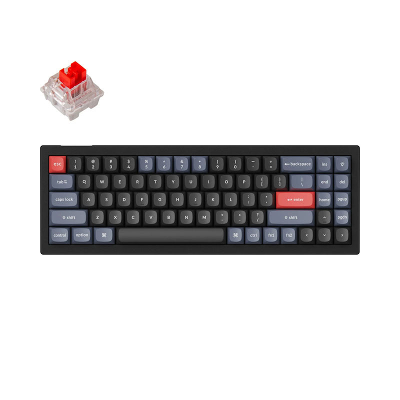 Keychron V7 QMK Custom Mechanical Keyboard - Type:Fully Assembled - Color:Carbon Black (Non-transparent) - Switches:Keychron K Pro Red