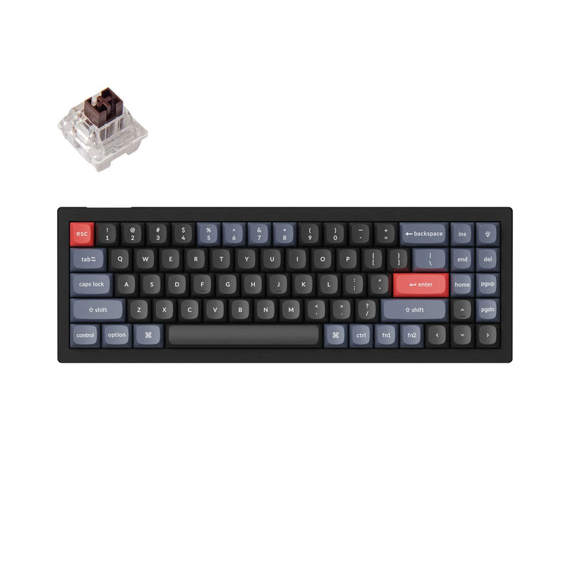 Keychron V7 QMK Custom Mechanical Keyboard - Type:Fully Assembled - Color:Carbon Black (Non-transparent) - Switches:Keychron K Pro Brown