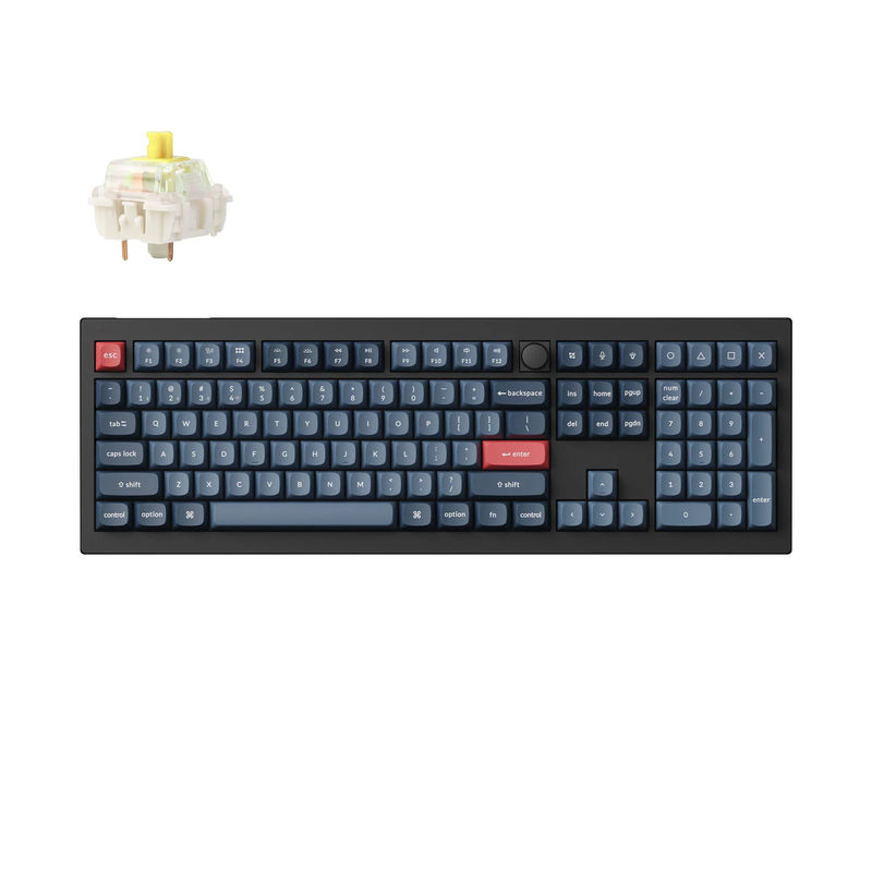 Keychron V6 Max QMK/VIA Wireless Custom Mechanical Keyboard - Type:Fully Assembled Knob - Color:Carbon Black - Switches:Gateron Jupiter Banana