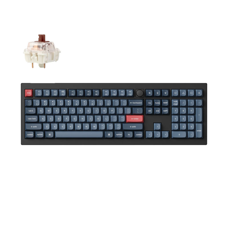 Keychron V6 Max QMK/VIA Wireless Custom Mechanical Keyboard - Type:Fully Assembled Knob - Color:Carbon Black - Switches:Gateron Jupiter Brown