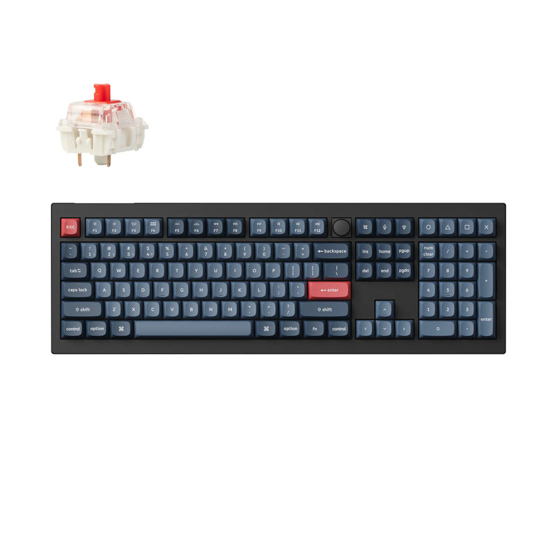 Keychron V6 Max QMK/VIA Wireless Custom Mechanical Keyboard - Type:Fully Assembled Knob - Color:Carbon Black - Switches:Gateron Jupiter Red