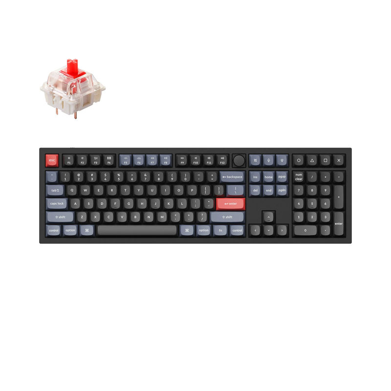 Keychron Q6 QMK Custom Mechanical Keyboard - Type:Fully Assembled Knob - Color:Carbon Black - B - Switches:Gateron G Pro Red