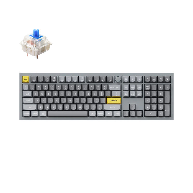 Keychron Q6 QMK Custom Mechanical Keyboard - Type:Fully Assembled Knob - Color:Silver Grey - B - Switches:Gateron G Pro Blue