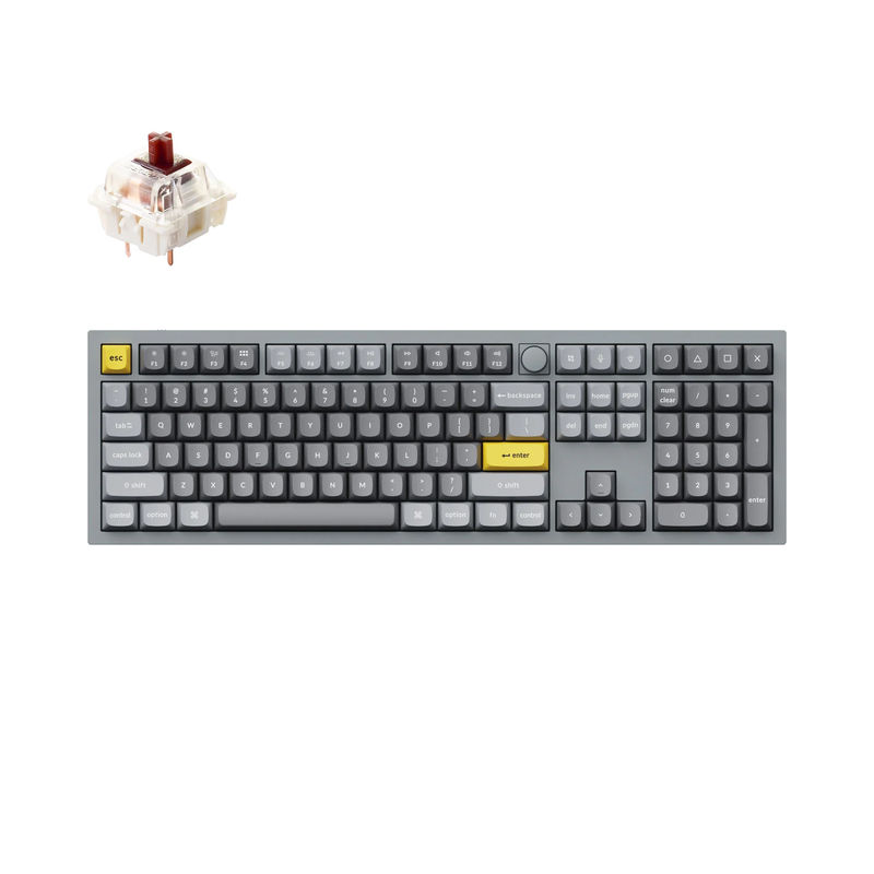 Keychron Q6 QMK Custom Mechanical Keyboard - Type:Fully Assembled Knob - Color:Silver Grey - B - Switches:Gateron G Pro Brown