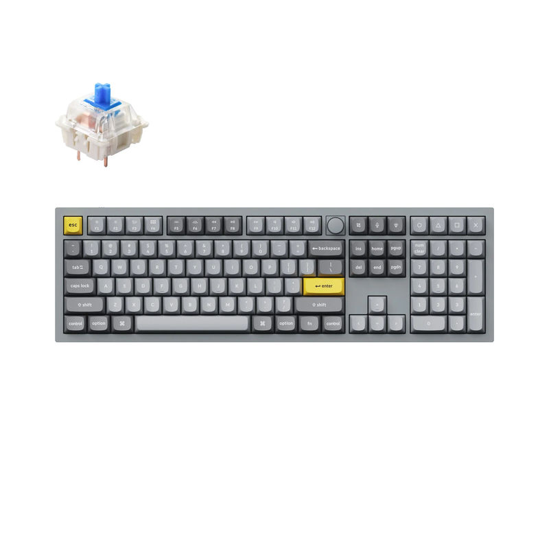 Keychron Q6 QMK Custom Mechanical Keyboard - Type:Fully Assembled Knob - Color:Silver Grey - A - Switches:Gateron G Pro Blue