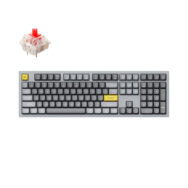 Keychron Q6 QMK Custom Mechanical Keyboard - Type:Fully Assembled - Color:Silver Grey - B - Switches:Gateron G Pro Red