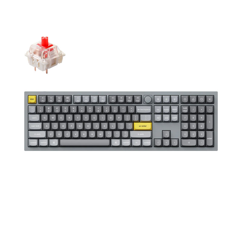 Keychron Q6 QMK Custom Mechanical Keyboard - Type:Fully Assembled Knob - Color:Silver Grey - B - Switches:Gateron G Pro Red