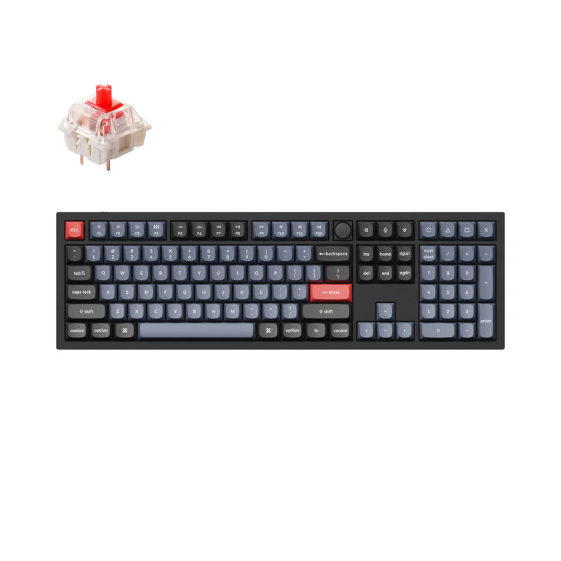 Keychron Q6 QMK Custom Mechanical Keyboard - Type:Fully Assembled Knob - Color:Carbon Black - A - Switches:Gateron G Pro Red