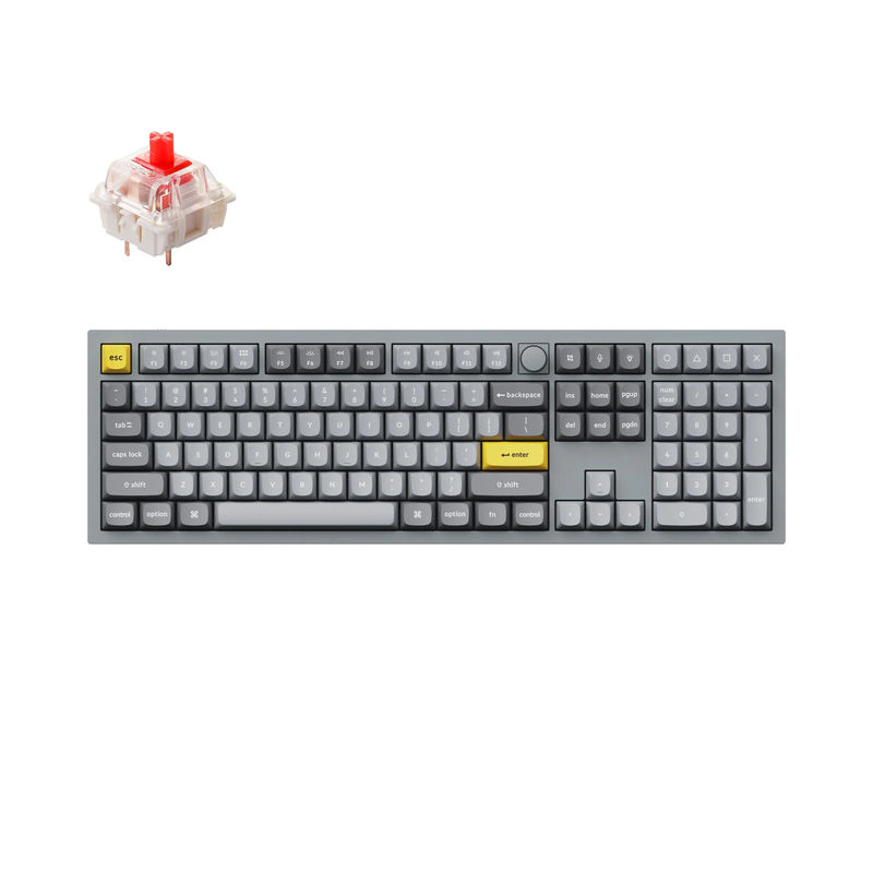 Keychron Q6 QMK Custom Mechanical Keyboard - Type:Fully Assembled Knob - Color:Silver Grey - A - Switches:Gateron G Pro Red