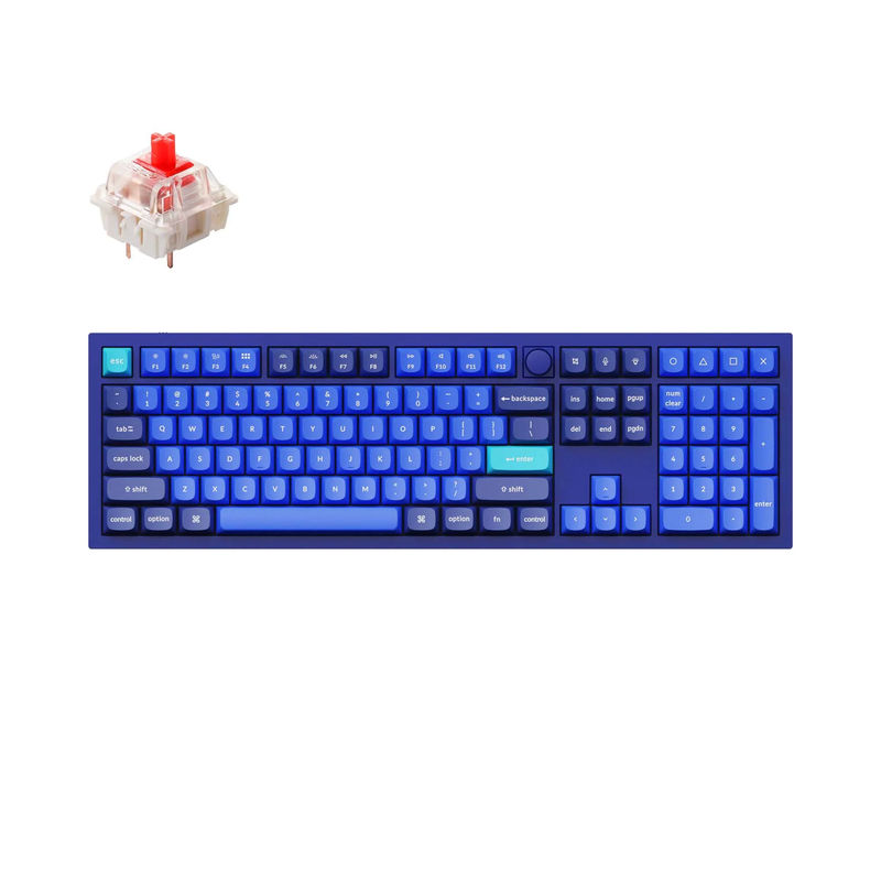 Keychron Q6 QMK Custom Mechanical Keyboard - Type:Fully Assembled Knob - Color:Navy Blue - A - Switches:Gateron G Pro Red