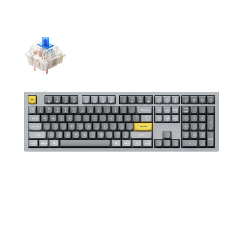 Keychron Q6 QMK Custom Mechanical Keyboard - Type:Fully Assembled - Color:Silver Grey - B - Switches:Gateron G Pro Blue