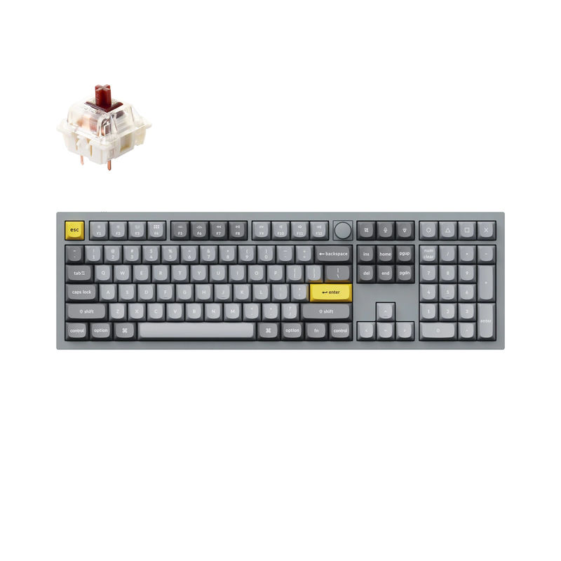 Keychron Q6 QMK Custom Mechanical Keyboard - Type:Fully Assembled Knob - Color:Silver Grey - A - Switches:Gateron G Pro Brown