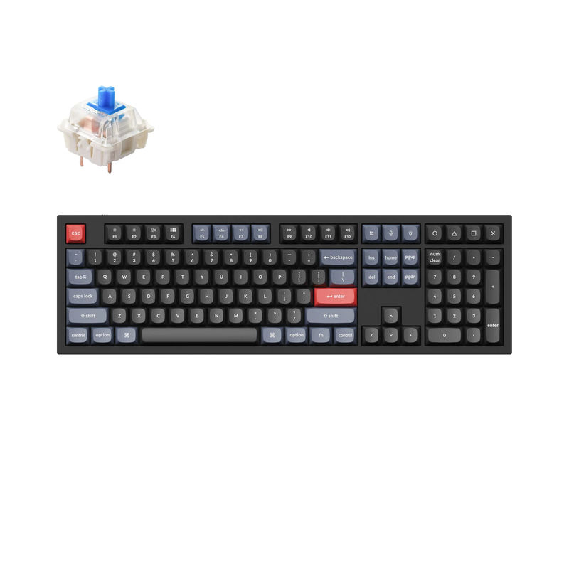 Keychron Q6 QMK Custom Mechanical Keyboard - Type:Fully Assembled - Color:Carbon Black - B - Switches:Gateron G Pro Blue