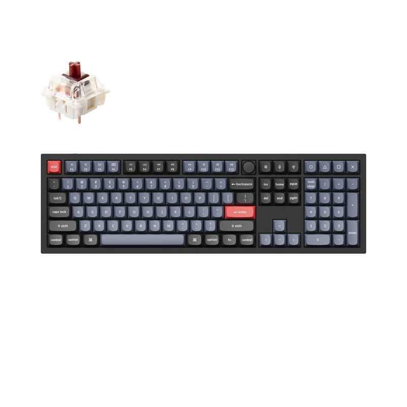 Keychron Q6 QMK Custom Mechanical Keyboard - Type:Fully Assembled Knob - Color:Carbon Black - A - Switches:Gateron G Pro Brown