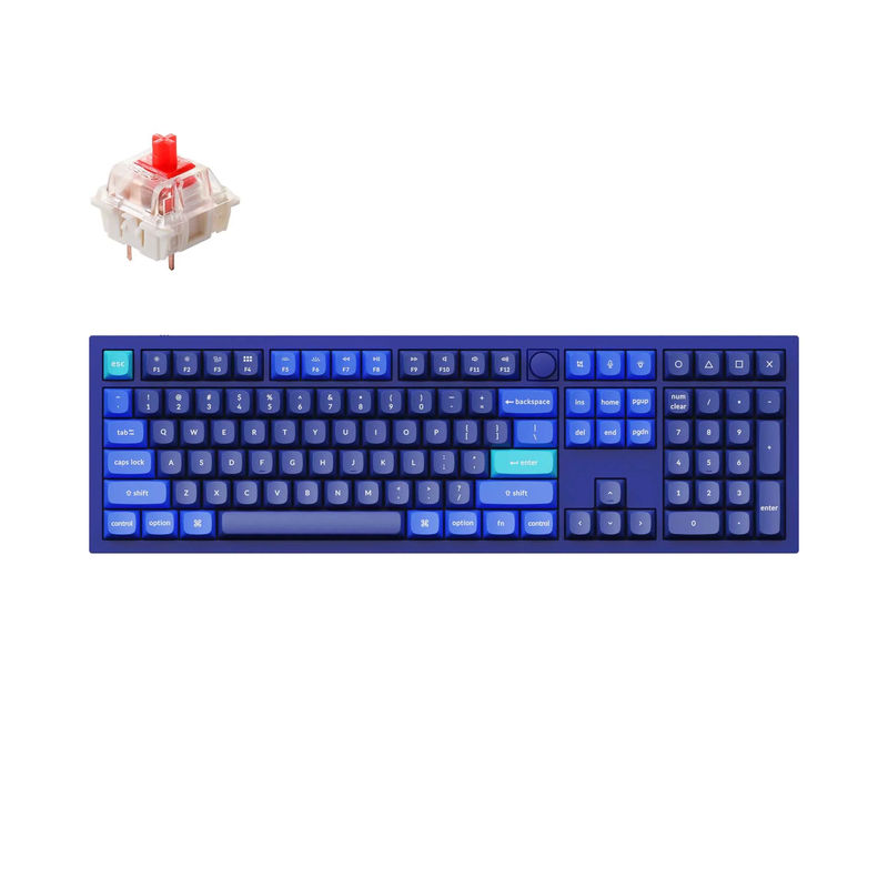 Keychron Q6 QMK Custom Mechanical Keyboard - Type:Fully Assembled Knob - Color:Navy Blue - B - Switches:Gateron G Pro Red