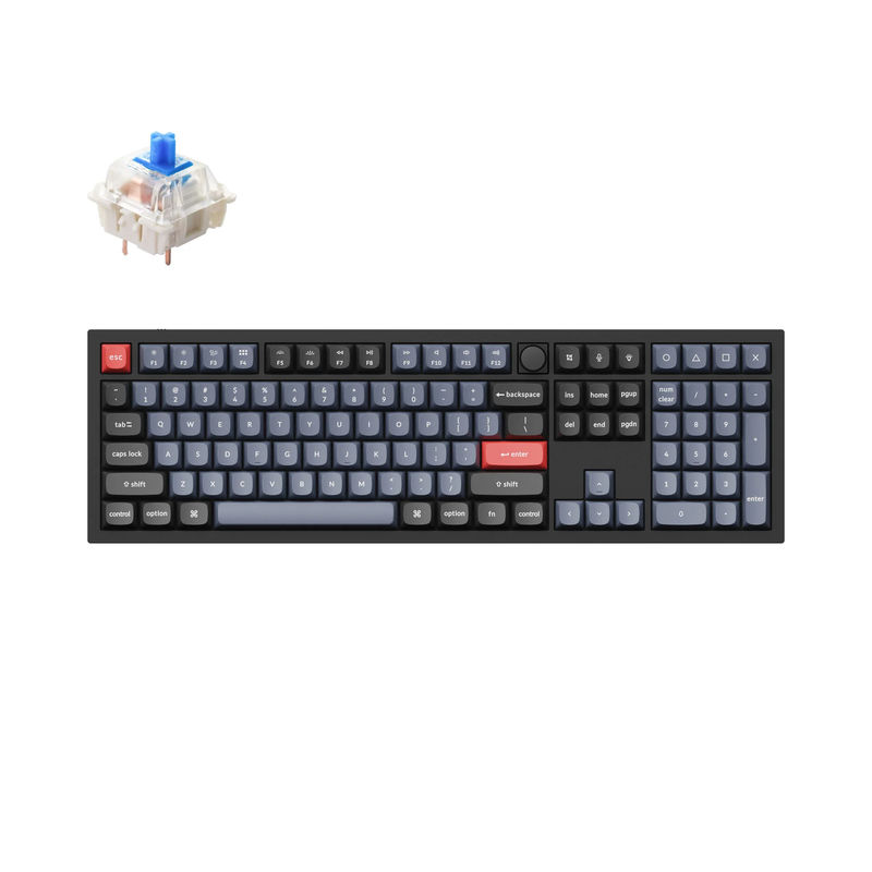 Keychron Q6 QMK Custom Mechanical Keyboard - Type:Fully Assembled Knob - Color:Carbon Black - A - Switches:Gateron G Pro Blue