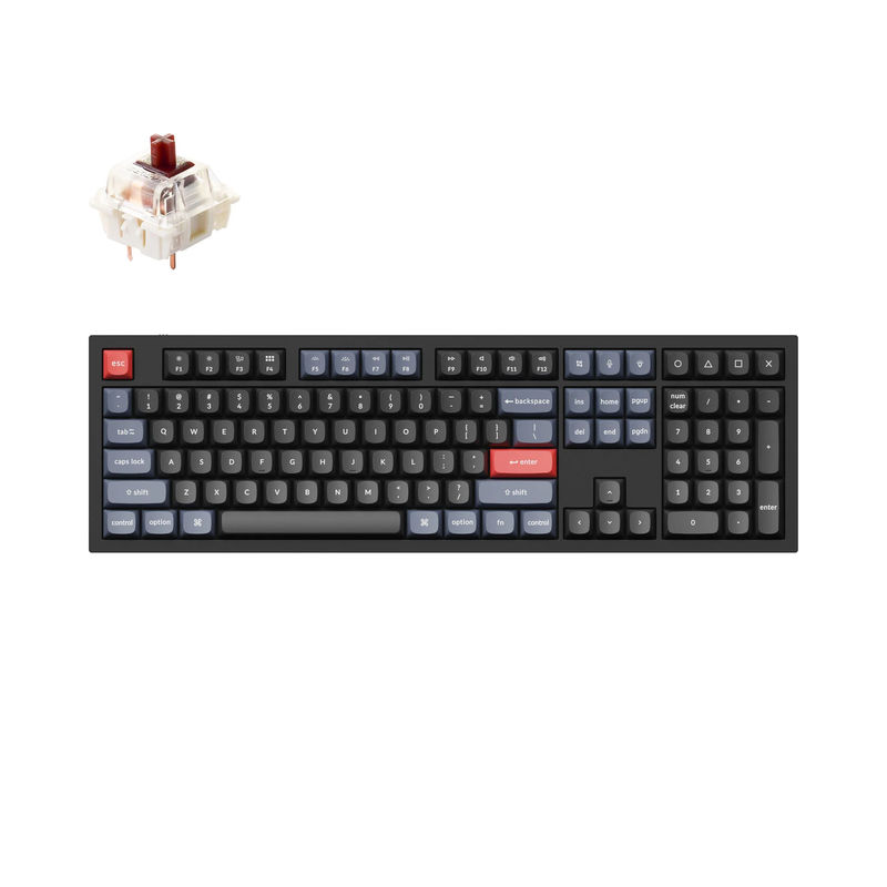 Keychron Q6 QMK Custom Mechanical Keyboard - Type:Fully Assembled - Color:Carbon Black - B - Switches:Gateron G Pro Brown