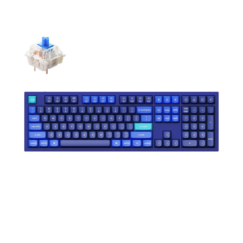 Keychron Q6 QMK Custom Mechanical Keyboard - Type:Fully Assembled - Color:Navy Blue - B - Switches:Gateron G Pro Blue
