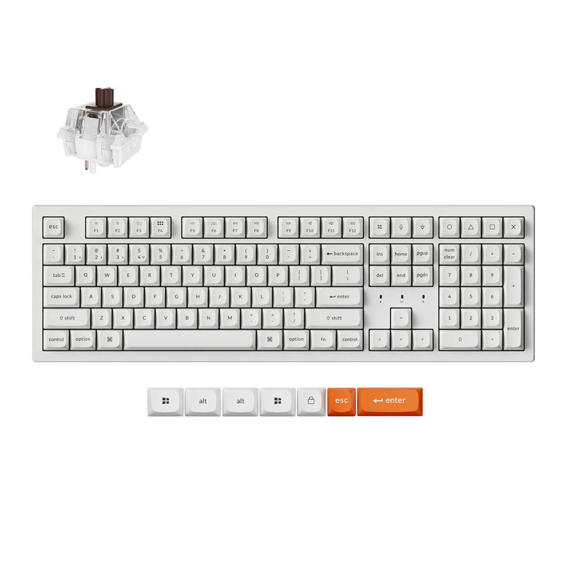 Keychron K10 Max QMK Wireless Mechanical Keyboard - Type And Color:White - Fully Assembled (Hot-Swappable) - Version:RGB Backlight - Switch Type:Keychron Super Brown