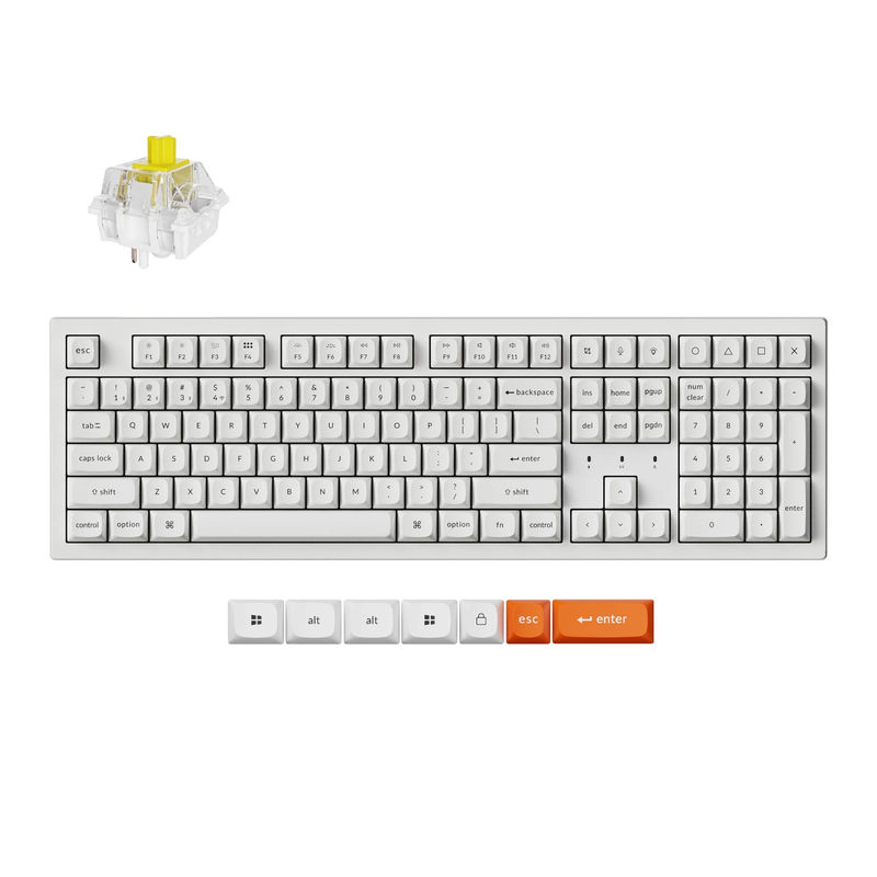 Keychron K10 Max QMK Wireless Mechanical Keyboard - Type And Color:White - Fully Assembled (Hot-Swappable) - Version:RGB Backlight - Switch Type:Keychron Super Banana