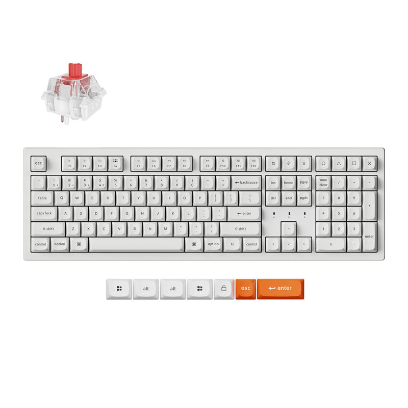 Keychron K10 Max QMK Wireless Mechanical Keyboard - Type And Color:White - Fully Assembled (Hot-Swappable) - Version:RGB Backlight - Switch Type:Keychron Super Red