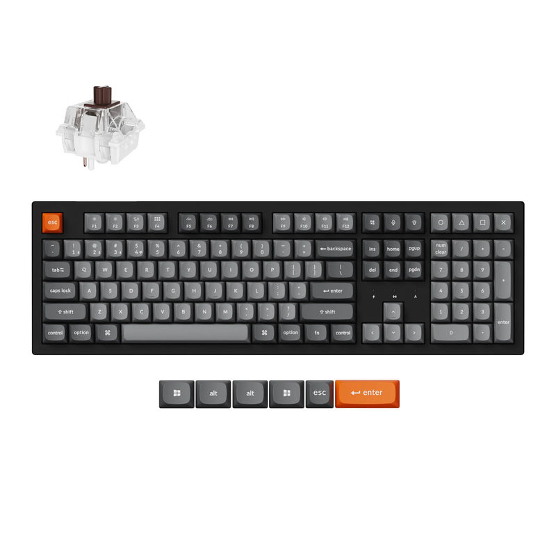 Keychron K10 Max QMK Wireless Mechanical Keyboard - Type And Color:Black - Fully Assembled (Hot-Swappable) - Version:RGB Backlight - Switch Type:Keychron Super Brown