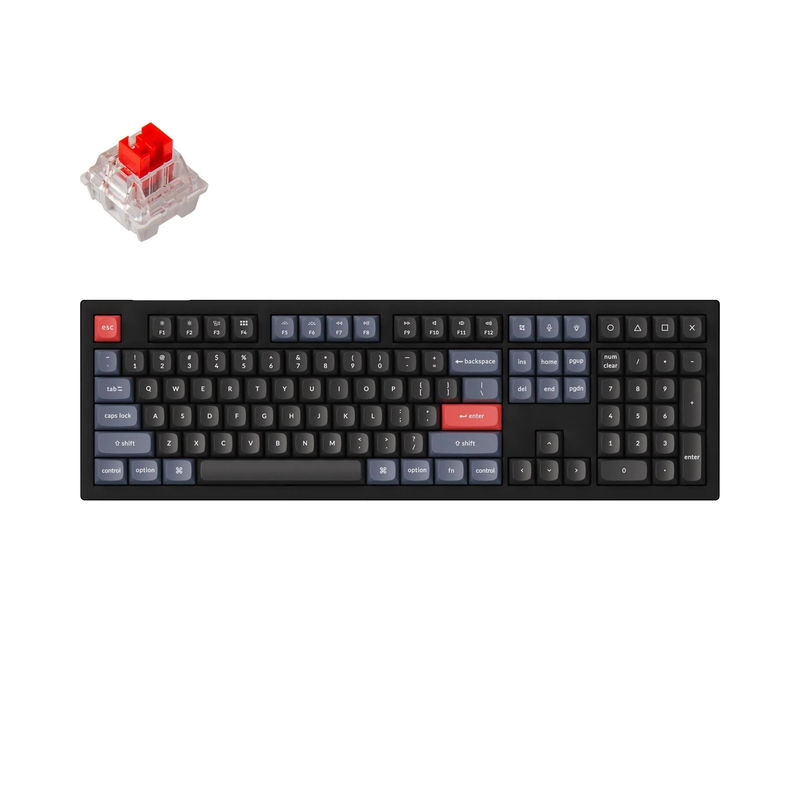 Keychron V6 QMK Custom Mechanical Keyboard - Type:Fully Assembled - Color:Carbon Black (Non-transparent) - Switches:Keychron K Pro Red