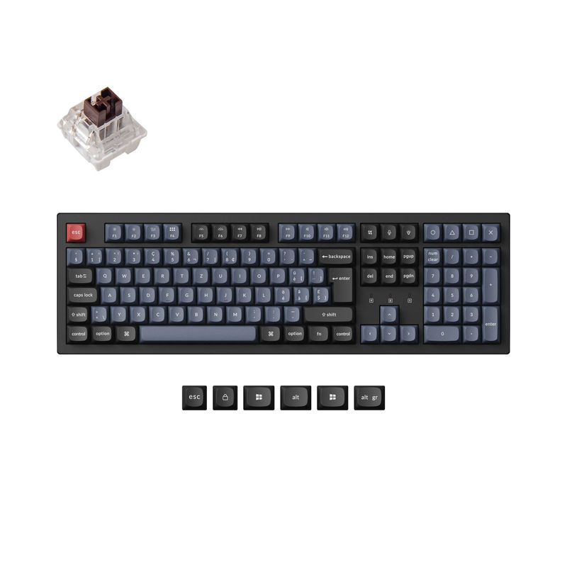 Keychron K10 Pro QMK/VIA Wireless Mechanical Keyboard ISO Layout Collection - Type:Fully Assembled (Hot-Swappable) / RGB Backlight-PBT Keycaps - Layout Version:Swiss-ISO - Switch Option:Keychron K Pro Mechanical Brown