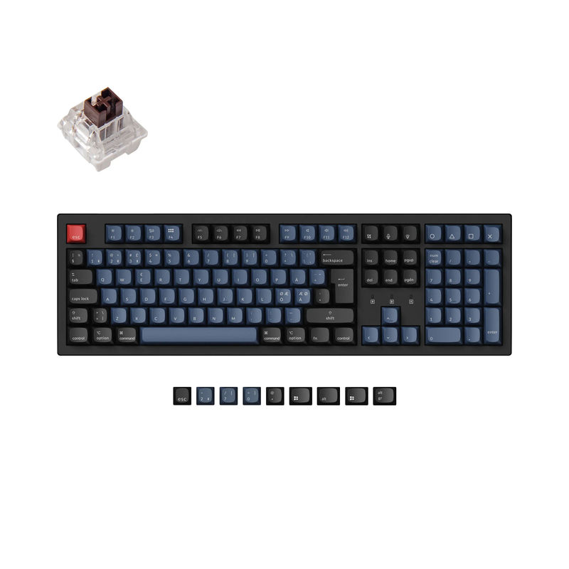 Keychron K10 Pro QMK/VIA Wireless Mechanical Keyboard ISO Layout Collection - Type:Fully Assembled (Hot-Swappable) / RGB Backlight-ABS Keycaps - Layout Version:Nordic-ISO - Switch Option:Keychron K Pro Mechanical Brown