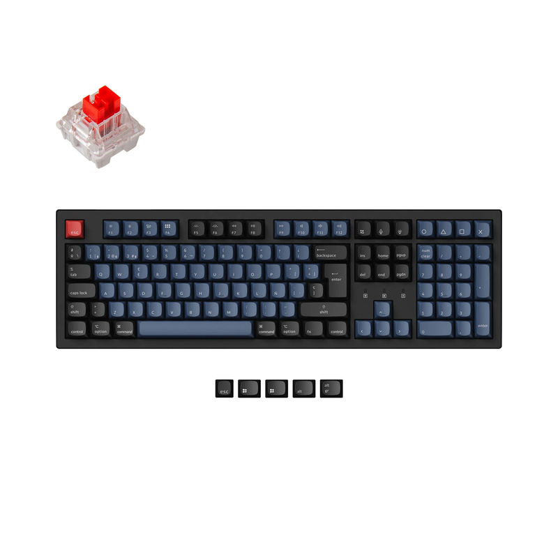 Keychron K10 Pro QMK/VIA Wireless Mechanical Keyboard ISO Layout Collection - Type:Fully Assembled (Hot-Swappable) / RGB Backlight-ABS Keycaps - Layout Version:ES-ISO - Switch Option:Keychron K Pro Mechanical Red