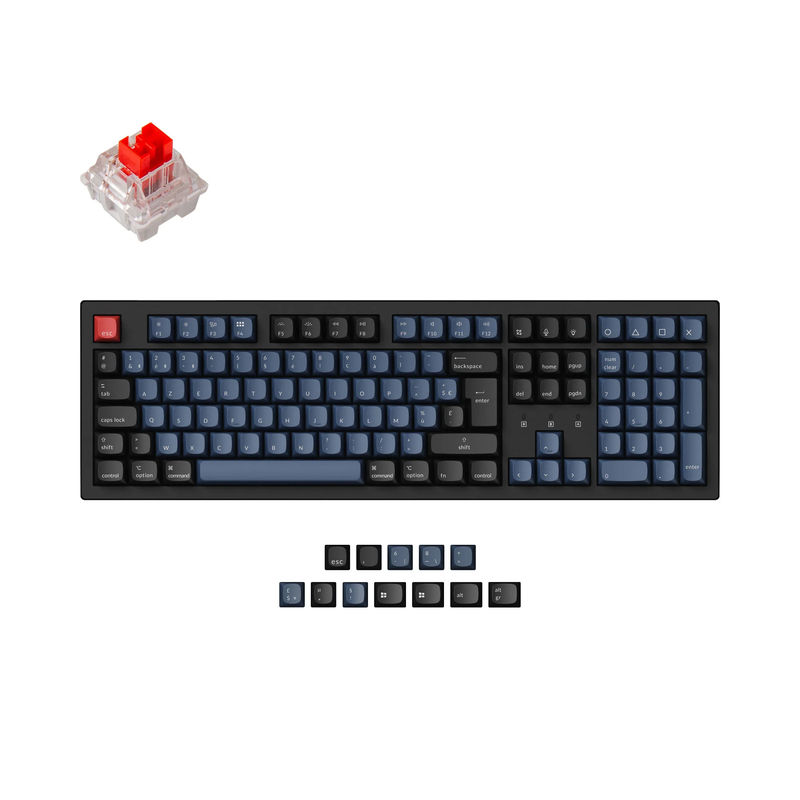 Keychron K10 Pro QMK/VIA Wireless Mechanical Keyboard ISO Layout Collection - Type:Fully Assembled (Hot-Swappable) / RGB Backlight-ABS Keycaps - Layout Version:FR-ISO - Switch Option:Keychron K Pro Mechanical Red