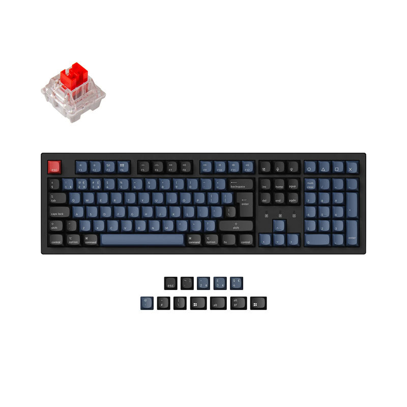 Keychron K10 Pro QMK/VIA Wireless Mechanical Keyboard ISO Layout Collection - Type:Fully Assembled (Hot-Swappable) / RGB Backlight-ABS Keycaps - Layout Version:UK-ISO - Switch Option:Keychron K Pro Mechanical Red