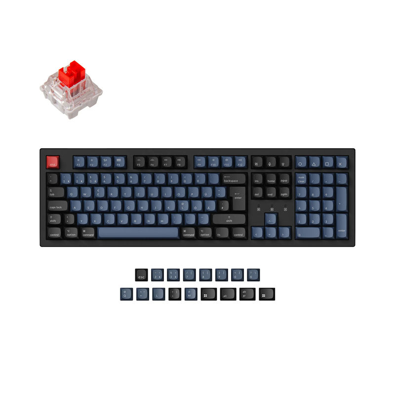 Keychron K10 Pro QMK/VIA Wireless Mechanical Keyboard ISO Layout Collection - Type:Fully Assembled (Hot-Swappable) / RGB Backlight-ABS Keycaps - Layout Version:DE-ISO - Switch Option:Keychron K Pro Mechanical Red