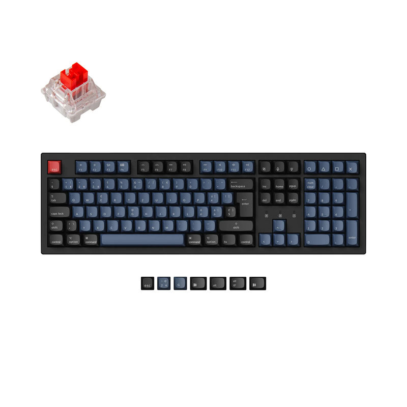 Keychron K10 Pro QMK/VIA Wireless Mechanical Keyboard ISO Layout Collection - Type:Fully Assembled (Hot-Swappable) / RGB Backlight-ABS Keycaps - Layout Version:Swiss-ISO - Switch Option:Keychron K Pro Mechanical Red