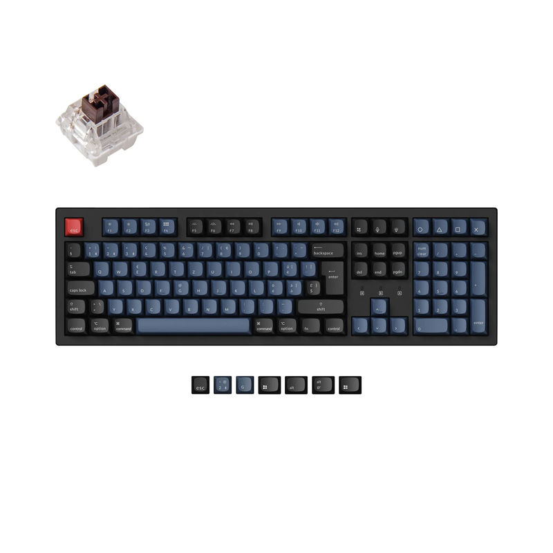 Keychron K10 Pro QMK/VIA Wireless Mechanical Keyboard ISO Layout Collection - Type:Fully Assembled (Hot-Swappable) / RGB Backlight-ABS Keycaps - Layout Version:Swiss-ISO - Switch Option:Keychron K Pro Mechanical Brown