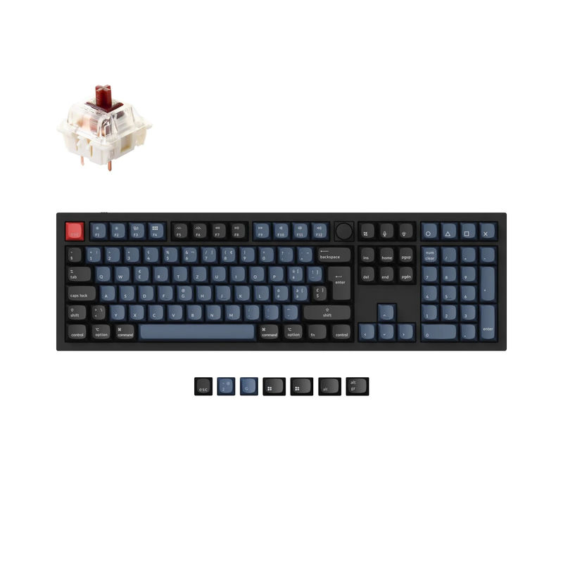 Keychron Q6 QMK Custom Mechanical Keyboard ISO Layout Collection - Type:Fully Assembled Knob (Carbon Black) - Layout Version:Swiss-ISO - Switches:Gateron G Pro Brown