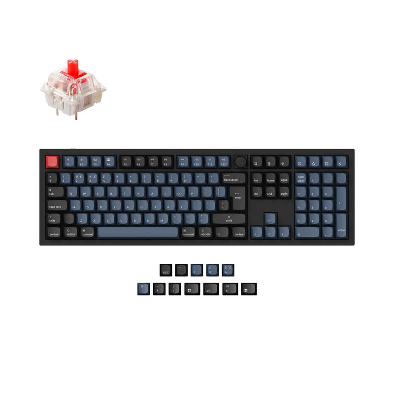 Keychron Q6 QMK Custom Mechanical Keyboard ISO Layout Collection - Type:Fully Assembled Knob (Carbon Black) - Layout Version:UK-ISO - Switches:Gateron G Pro Red