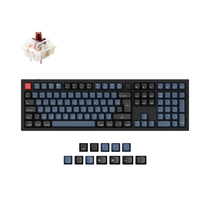 Keychron Q6 QMK Custom Mechanical Keyboard ISO Layout Collection - Type:Fully Assembled Knob (Carbon Black) - Layout Version:FR-ISO - Switches:Gateron G Pro Brown