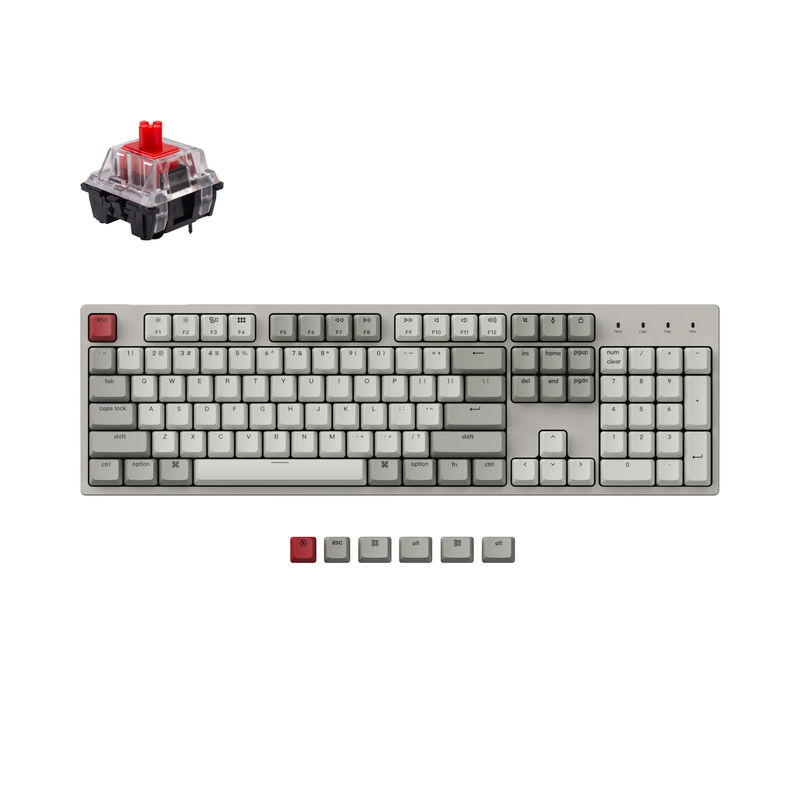 Keychron C2 Wired Mechanical Keyboard - Version:Non-Backlight (Retro Color) - Switch Type:Keychron Mechanical - Switch Option:Red