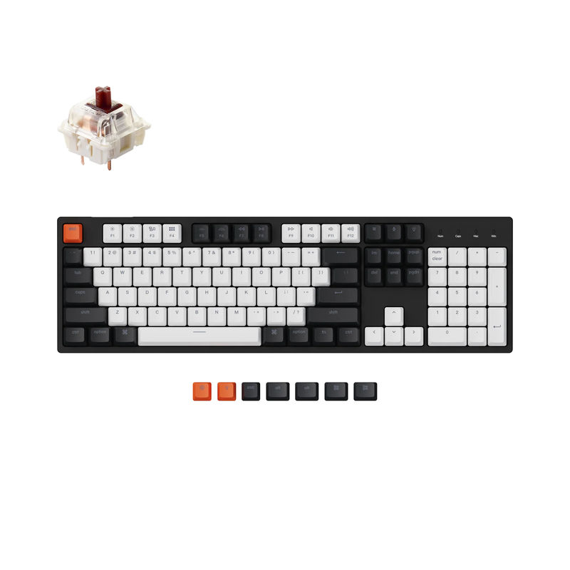 Keychron C2 Wired Mechanical Keyboard - Version:White Backlight - Switch Type:Gateron G Pro Mechanical - Switch Option:Brown