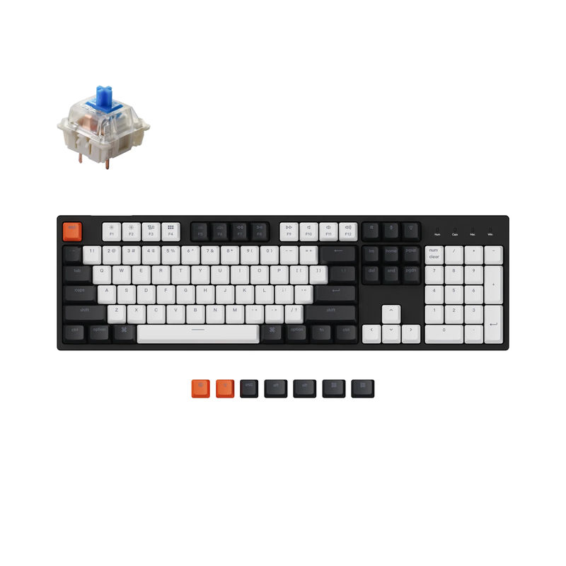 Keychron C2 Wired Mechanical Keyboard - Version:White Backlight - Switch Type:Gateron G Pro Mechanical - Switch Option:Blue