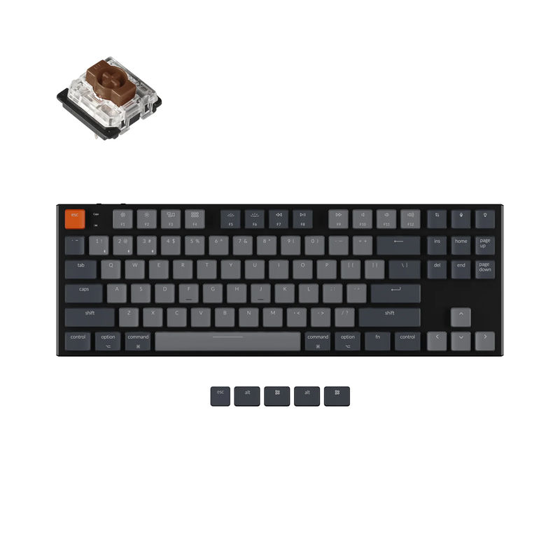 Keychron K1 Wireless Mechanical Keyboard (Version 5) - Version:White Backlight Aluminum Body - Switch Type:Low Profile Gateron Mechanical - Switch Option:Brown