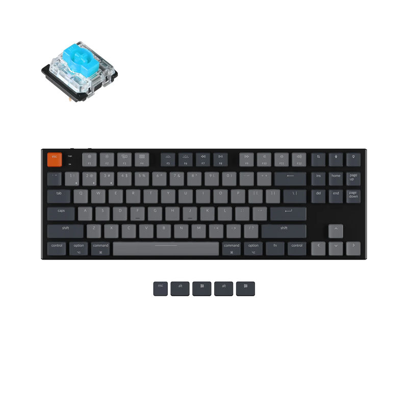 Keychron K1 Wireless Mechanical Keyboard (Version 5) - Version:White Backlight Aluminum Body - Switch Type:Low Profile Gateron Mechanical - Switch Option:Blue