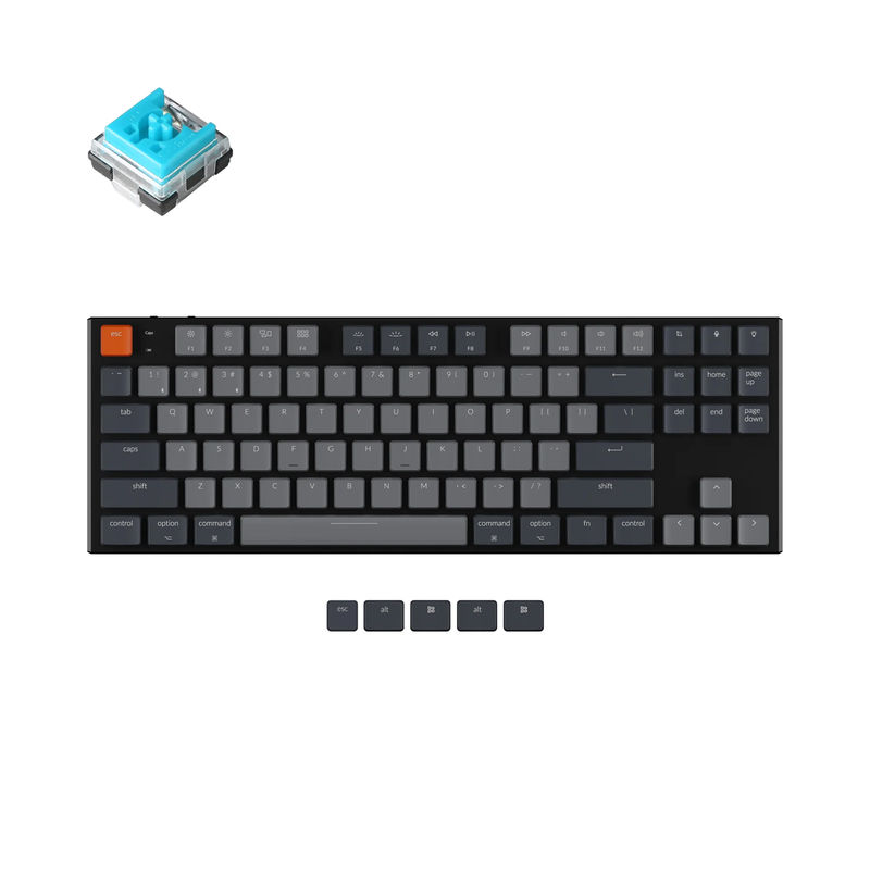 Keychron K1 Wireless Mechanical Keyboard (Version 5) - Version:White Backlight Aluminum Body - Switch Type:Low Profile Keychron Optical (Hot-Swappable) - Switch Option:Blue