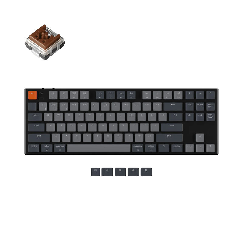 Keychron K1 Wireless Mechanical Keyboard (Version 5) - Version:White Backlight Aluminum Body - Switch Type:Low Profile Keychron Optical (Hot-Swappable) - Switch Option:Brown
