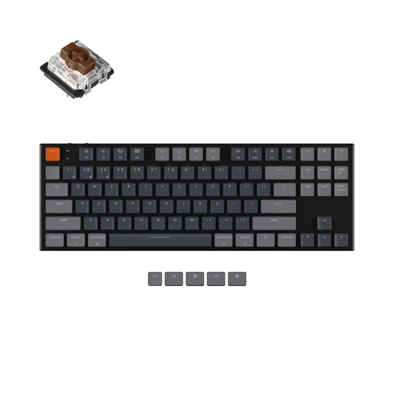 Keychron K1 Wireless Mechanical Keyboard (Version 5) - Version:RGB Backlight Aluminum Body - Switch Type:Low Profile Gateron Mechanical - Switch Option:Brown