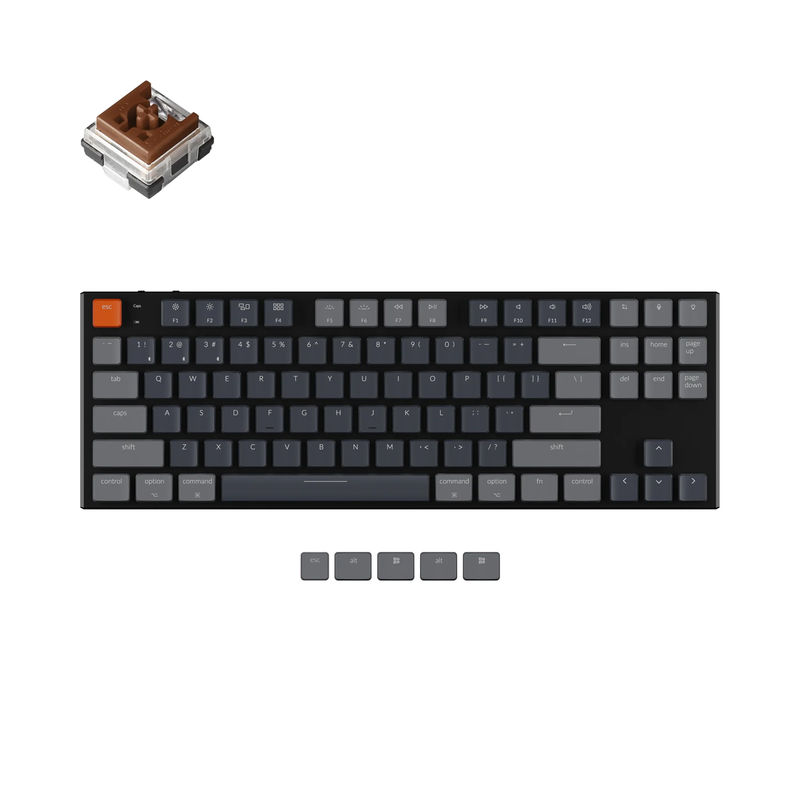 Keychron K1 Wireless Mechanical Keyboard (Version 5) - Version:RGB Backlight Aluminum Body - Switch Type:Low Profile Keychron Optical (Hot-Swappable) - Switch Option:Brown